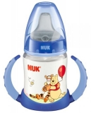 NUK First Choice dětská láhev na učení se silikonovým pítkem 150 ml Medvídek Pú - modrá