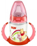 NUK First Choice dětská láhev na učení se silikonovým pítkem 150 ml Medvídek Pú - červená
